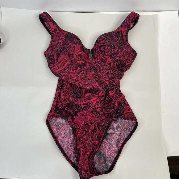 Miraclesuit Escape One Piece Allover Slimming Underwire Swimsuit Pink Paisley 10 - Picture 4 of 12